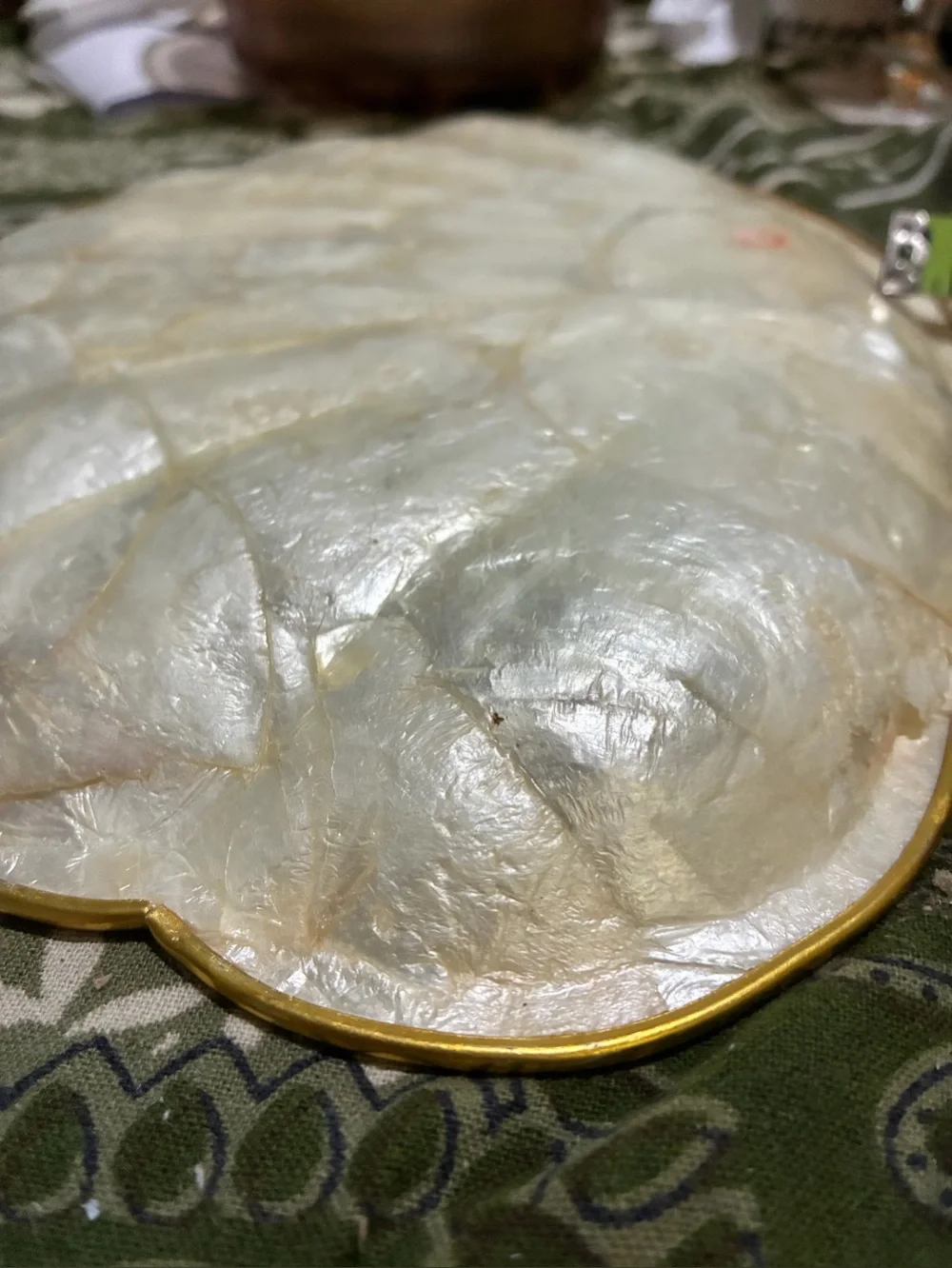 Vintage MCM Capiz Shell Tray made in Philippines 1960-70s. Some wear shown. GUC